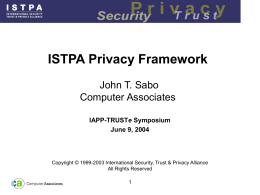 ISTPA Privacy Framework Overview