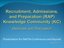 Recruitment, Admission and Preparation Knowledge