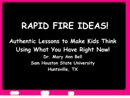 RAPID FIRE IDEAS!