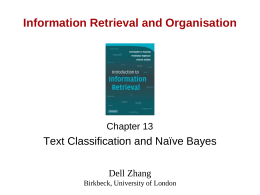 CS276A Text Information Retrieval, Mining, and