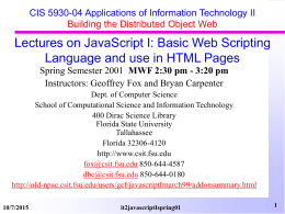 JavaScript I Spring 2001 - University of Macedonia
