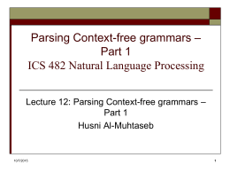 Parsing Context-free grammars – Part 1