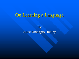 On Learning a Language
