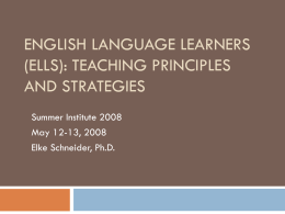 English Language Learners (ELLs): Teaching