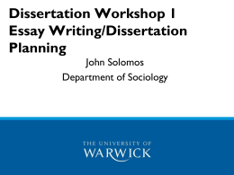 Dissertation Workshop - University of Warwick
