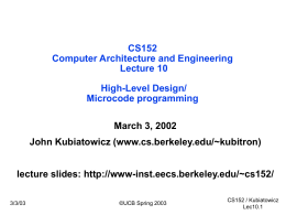 Computer Architecture and Engineering Lecture 6: