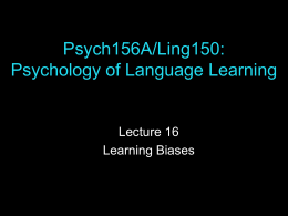 Psych229: Language Acquisition