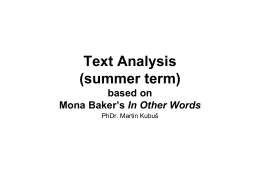 Text Analysis (summer term)