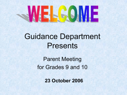 Guidance Department Presents