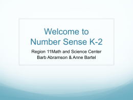 Welcome to Number Sense K-2