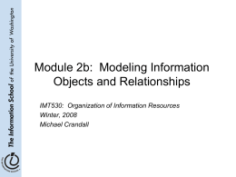 Module 2b: Modeling Information Objects and