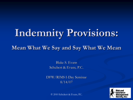 Analysis of Indemnity Provisions