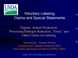 Labeling of FSIS Regulated Foods