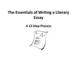 The Essentials of Writing a Literary Essay