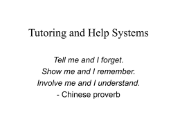 Tutoring and Help Systems