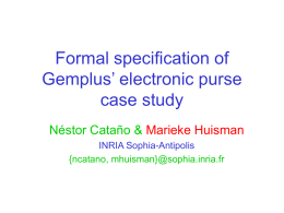 Formal specification of Gemplus’ electronic purse
