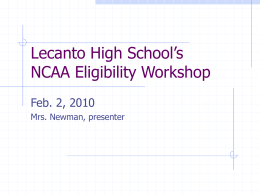 Lecanto High School’s NCAA Eligibility Workshop