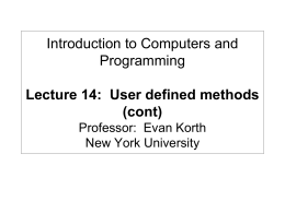 Introduction to Computers and Programming Lecture