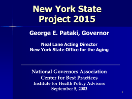 PROJECT 2015: NY STATE AND ITS COMMUNITIES PREPARE