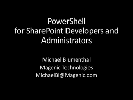 PowerShell for SharePoint Developers and