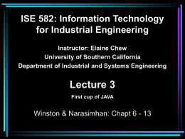 ISE 582: Information Technology for Industrial