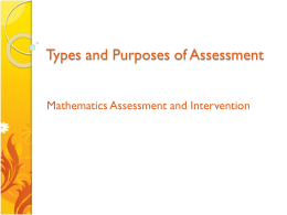 Types and Purposes of Assessment