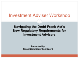 Investment Adviser Workshop