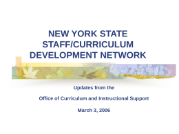 NEW YORK STATE STAFF/CURRICULUM DEVELOPMENT
