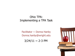 Ohio TPA: Implementing a TPA Task