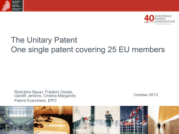 Unitary patent: status and prospects -