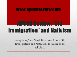 APUSH Review: “Old Immigration” and Nativism