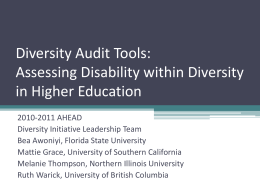 Diversity Audit Tools: Assessing Disability within