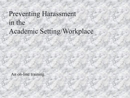 Preventing Harassment in the Academic