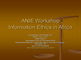 ANIE Workshop Information Ethics in Africa -