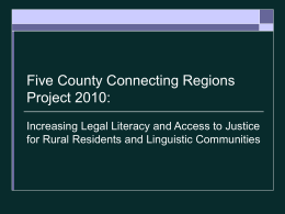 Law Foundation Rural and Linguistic Report: