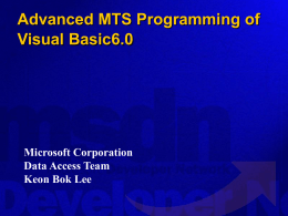 MTS Object model and services