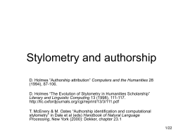 Stylometry and authorship