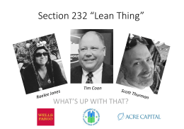 Section 232 “Lean Thing”