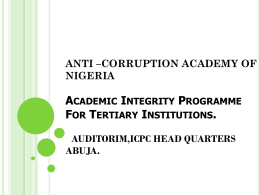 ANTI –CORRUPTION ACADEMY OF NIGERIA ACADEMIC
