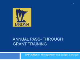 Reimbursement Manual for Pass Through Grants
