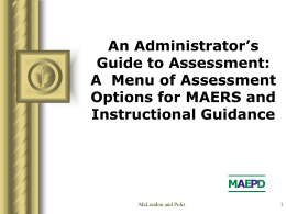 An Administrator’s Guide to Assessment: A Menu of