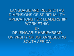 LANGUAGE AND RELIGION AS DIMENSIONS OF
