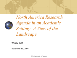 North America Research Agenda