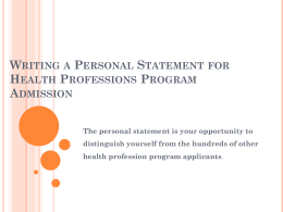 Writing a Personal Statement for Health