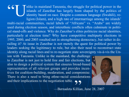 Identity Politics in Zanzibar and Challenges to