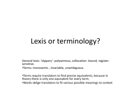 Lexis and terminology - Università degli Studi di