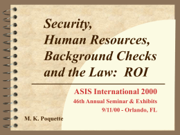 Security, Human Resources, Background Checks and