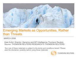 Emerging Markets as Opportunities, Rather than