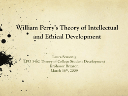 William Perry’s Theory of Intellectual and Ethical