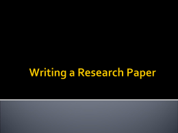 Writing a Research Paper - Ohio Literacy Resource